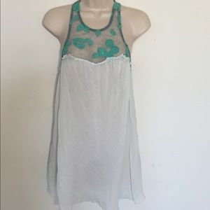 Free People Turquoise Mesh Blouse